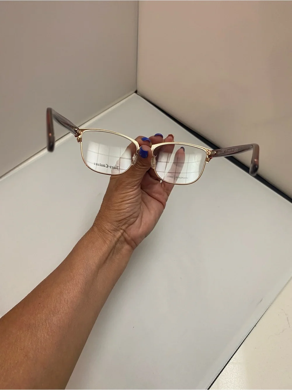 Juicy Couture Rose Gold Metal Frame Eyeglasses with Black Logo Case,pink accents